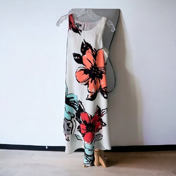 Muse floral lined ruffle accent sleeveless keyhole pullover maxidress size 2 - Picture 5 of 8